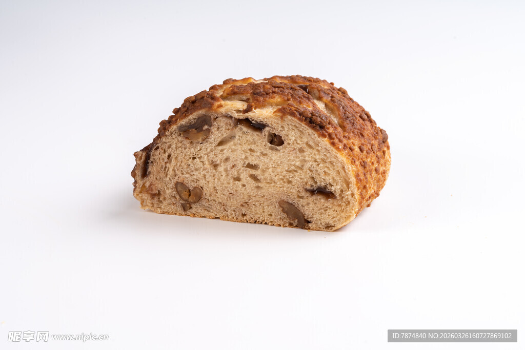 切片坚果面包特写