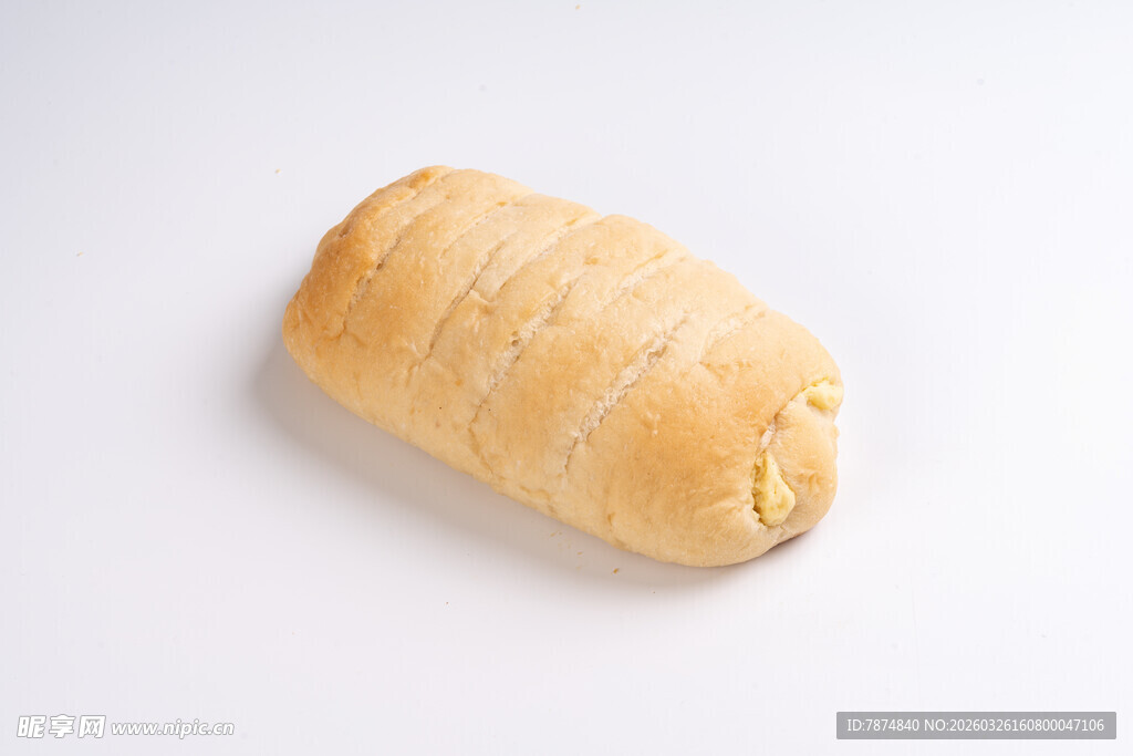 单个长形面包特写