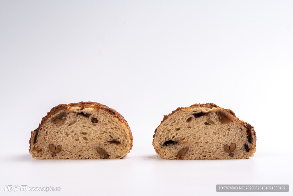 切片葡萄干面包特写