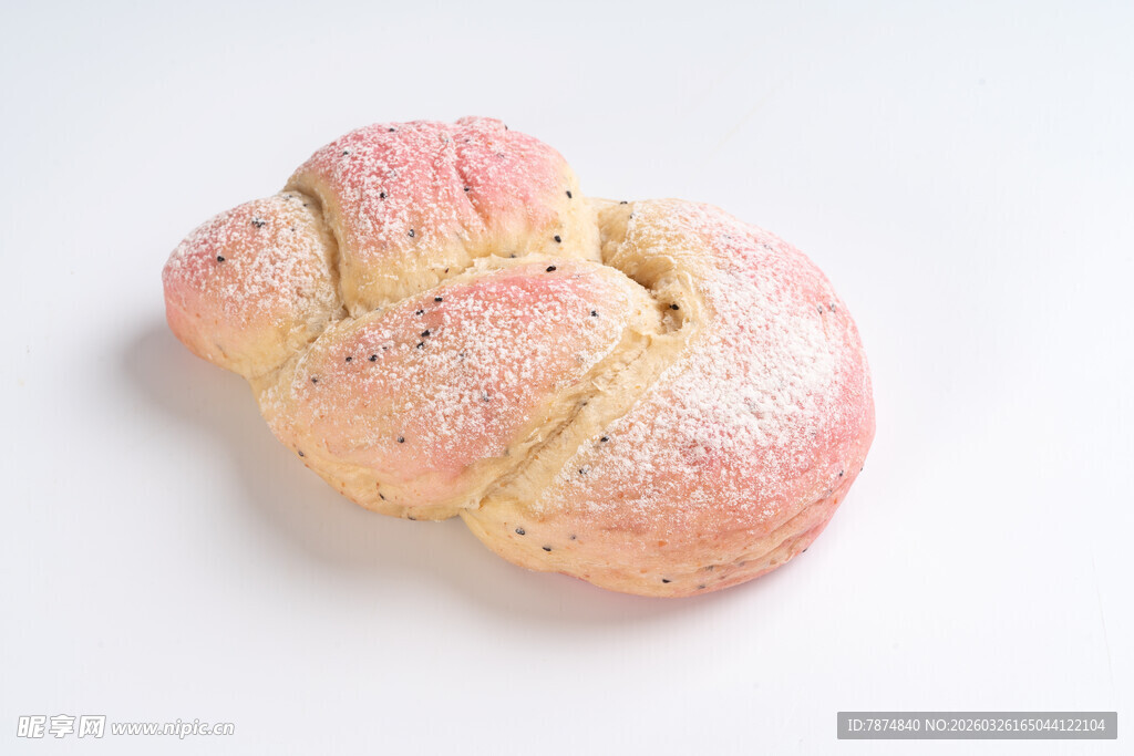 粉色撒粉面包造型独特