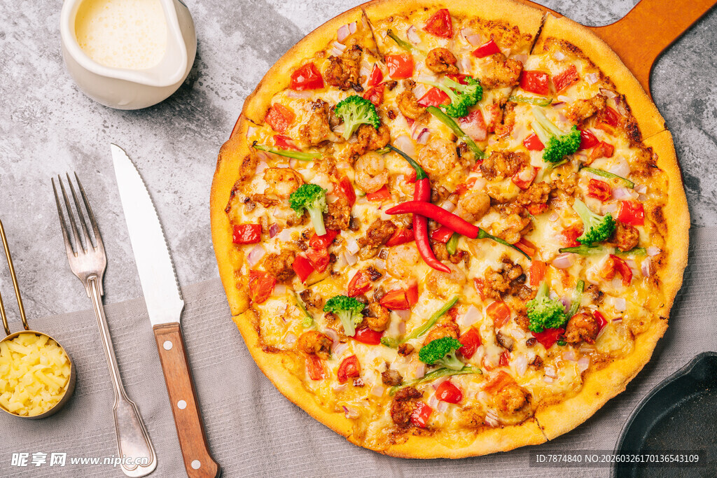 美味多彩蔬菜披萨