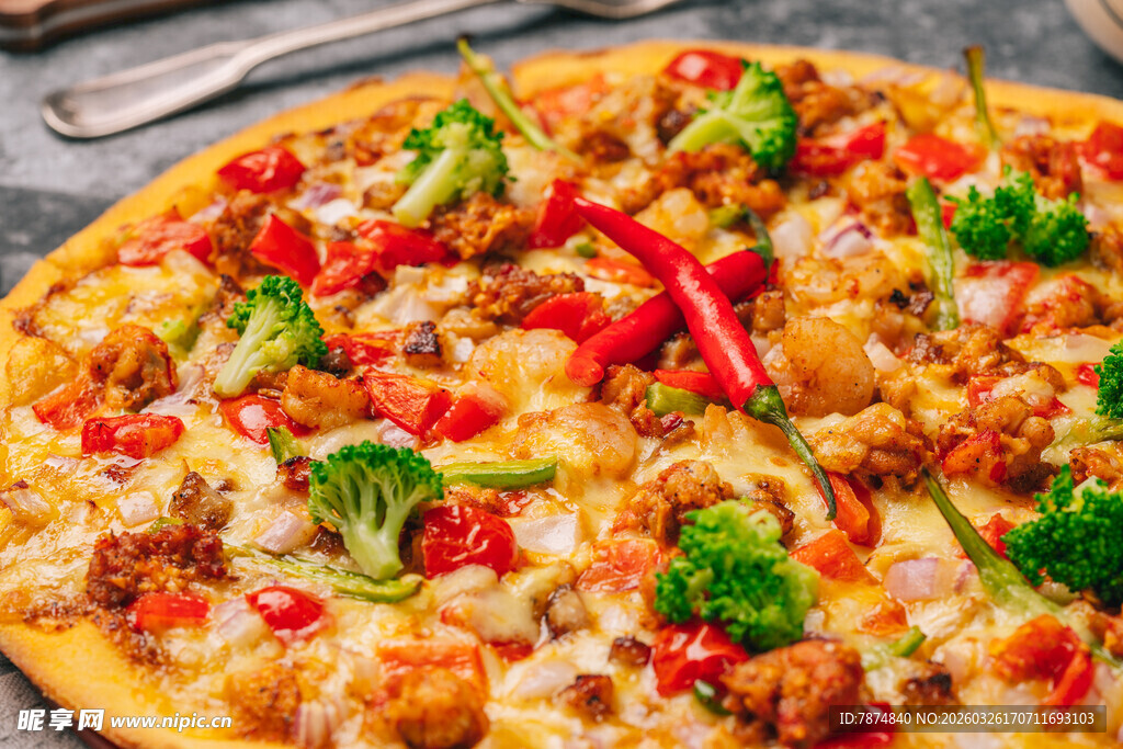 美味蔬菜鸡肉披萨