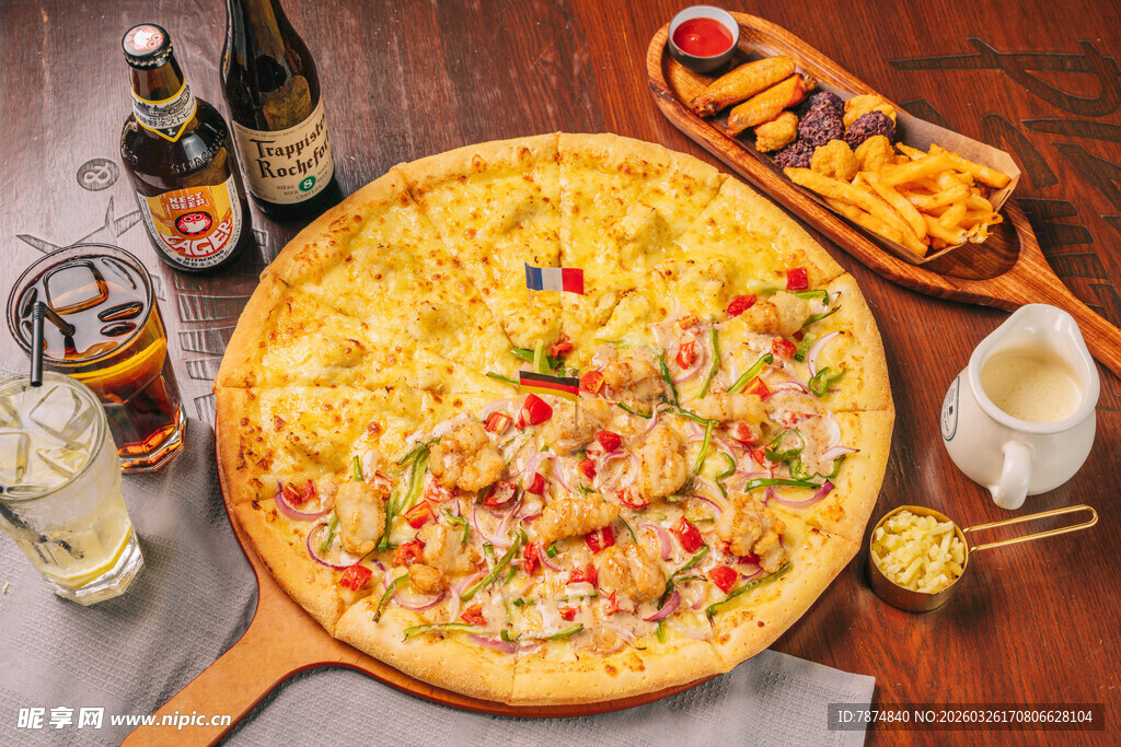 美味披萨搭配多样美食