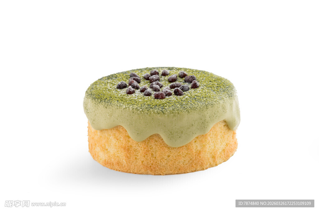 抹茶蛋糕配奇异籽点缀