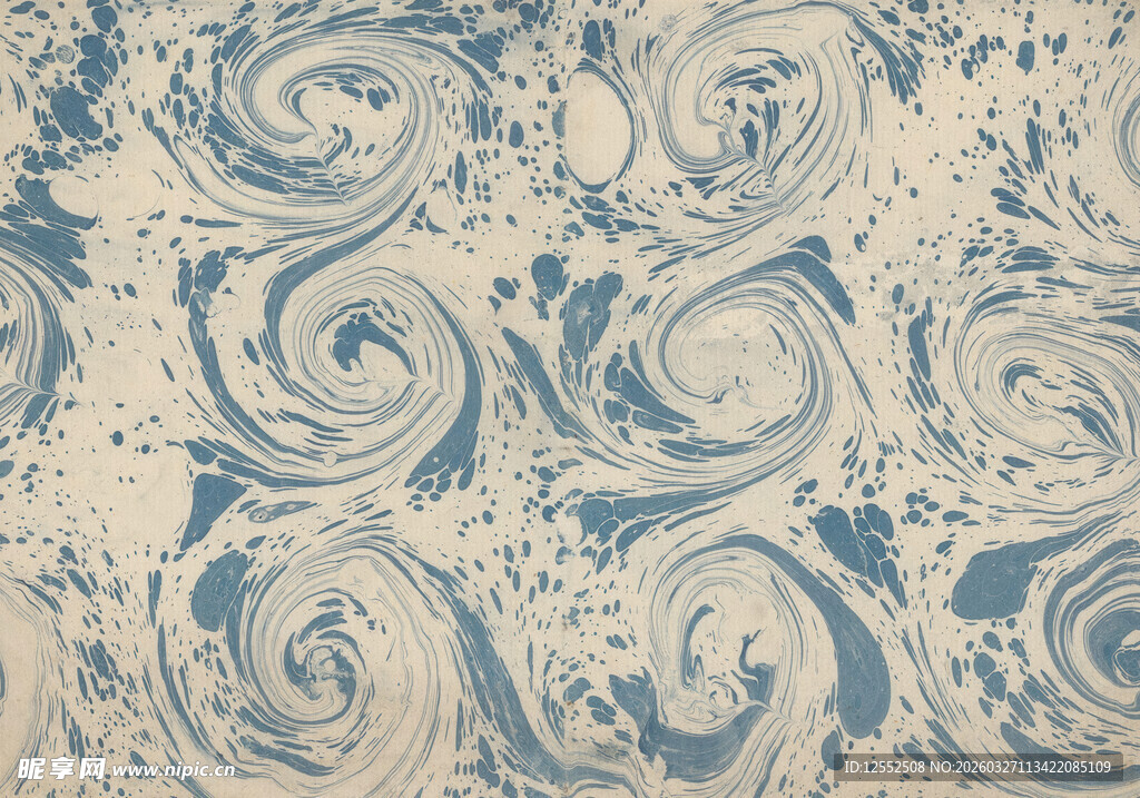 蓝白漩涡花纹复古图案