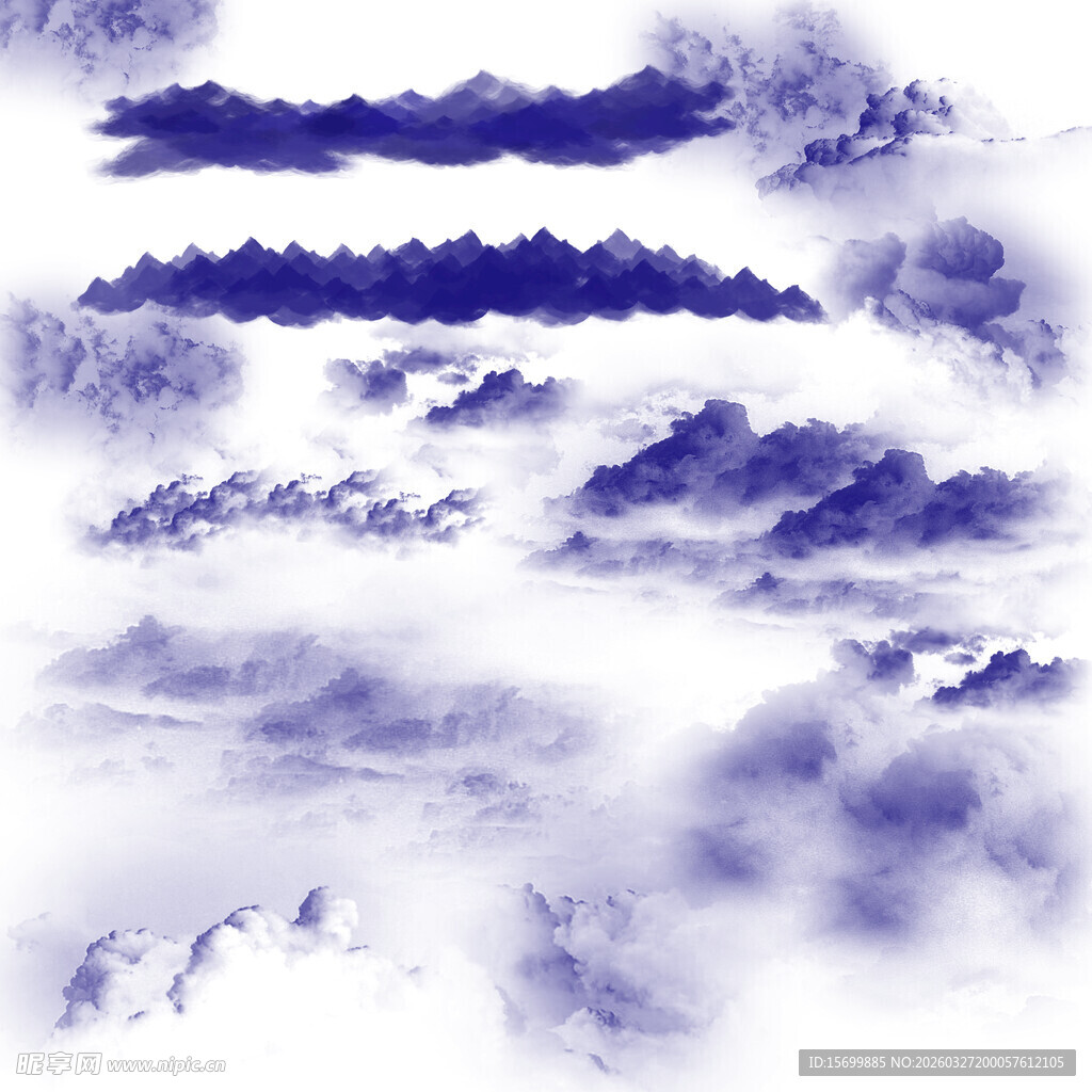 水墨风格云朵图案素材