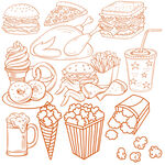 多样美味快餐食品集合