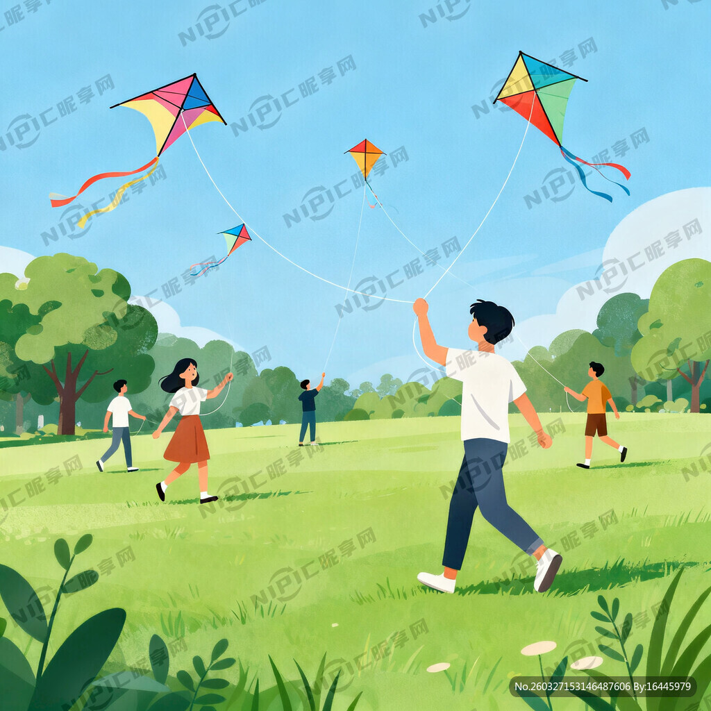 去踏青 放风筝的元素