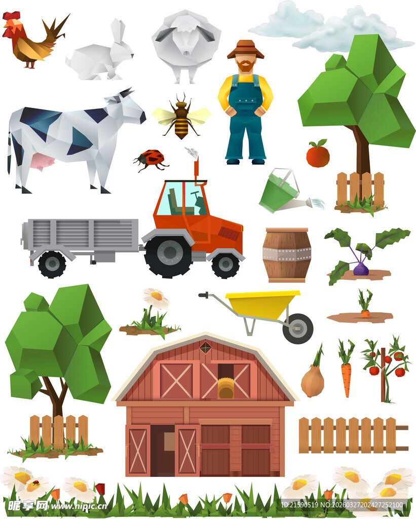 农场生活场景插画