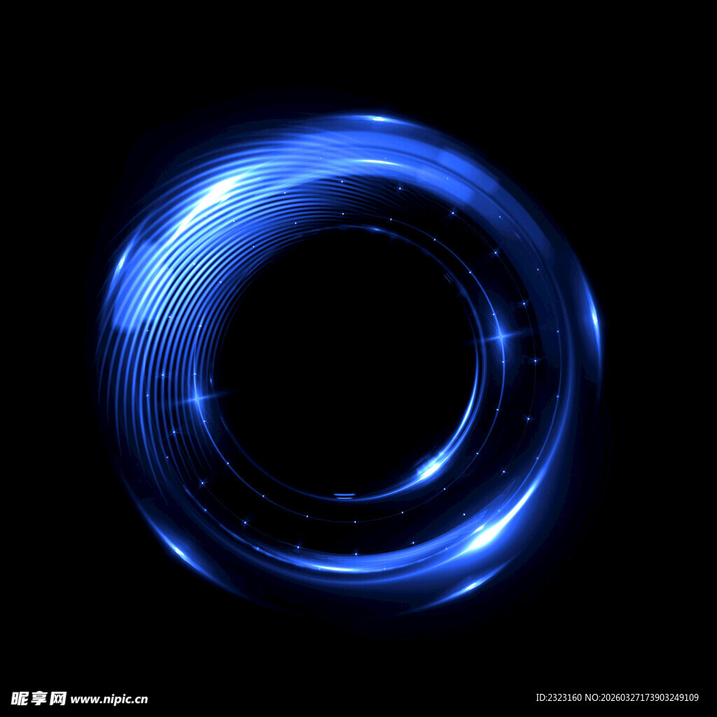 蓝色发光环形科技光圈光效特效