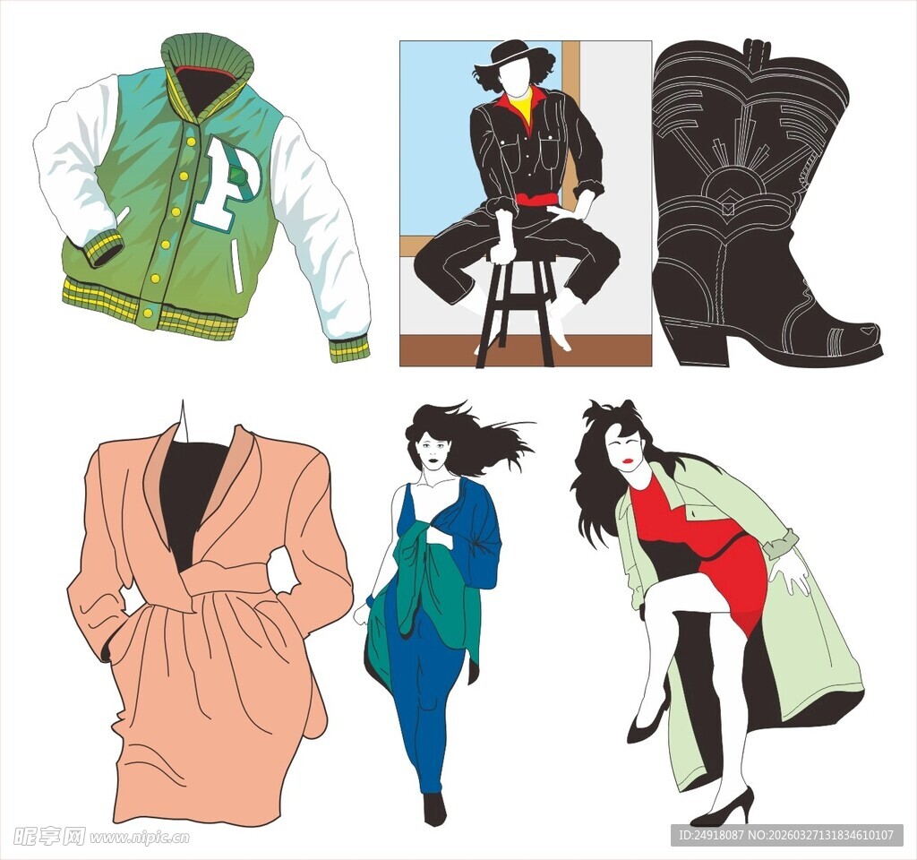 时尚服饰插画展示