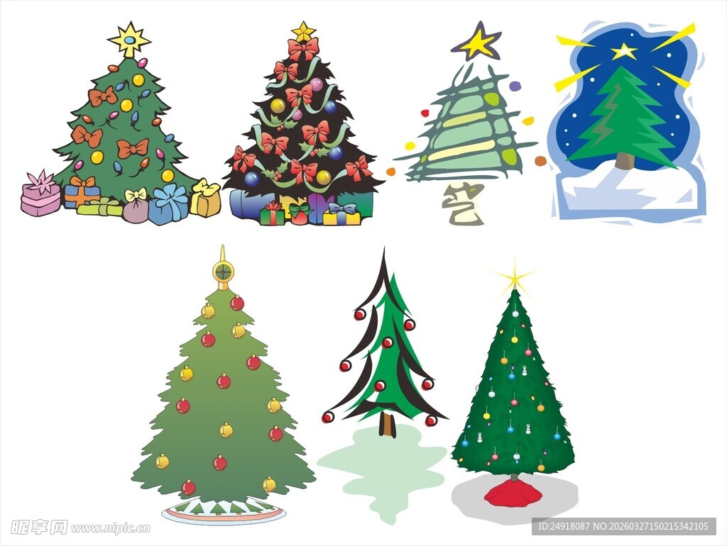 多样圣诞树图案设计素材
