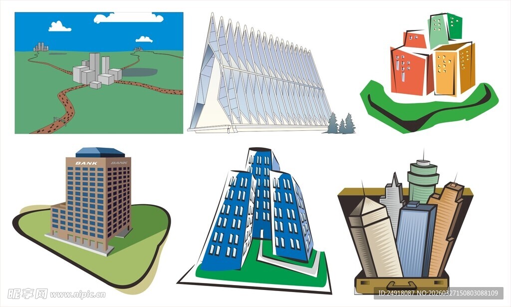 多样建筑图标展示