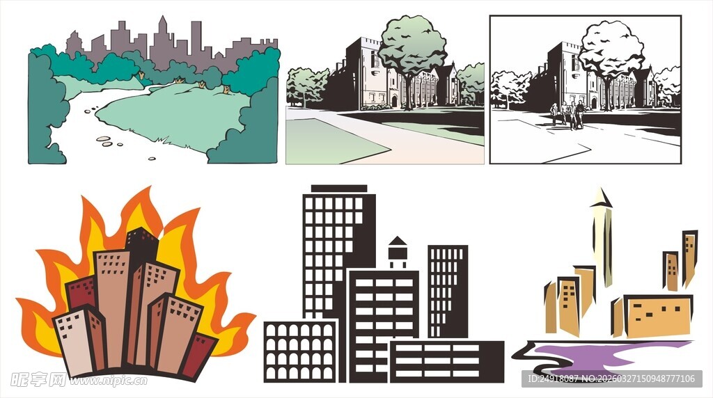 矢量城市建筑 城市剪影 