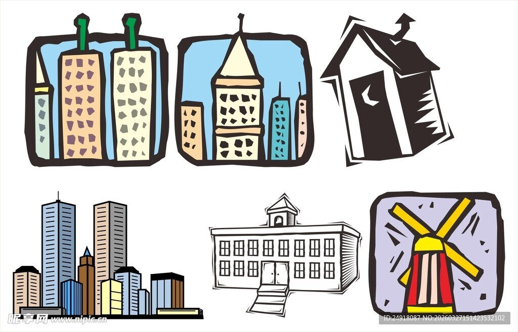 多样建筑图标集合