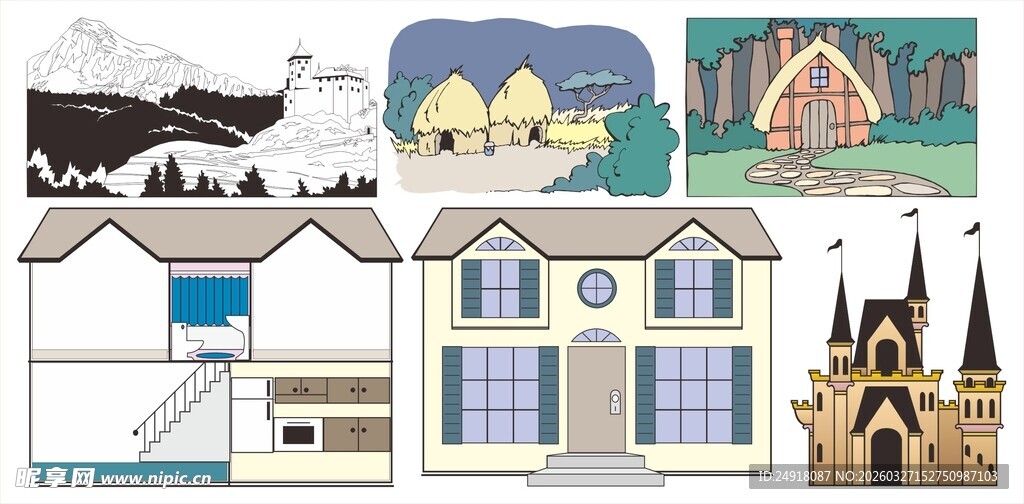 多样风格房屋建筑设计图