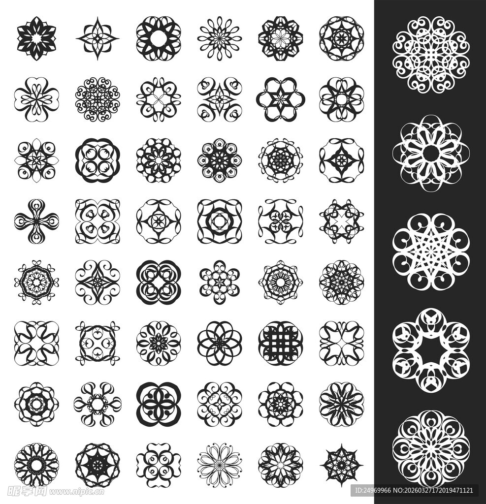 黑白几何花纹图案集合