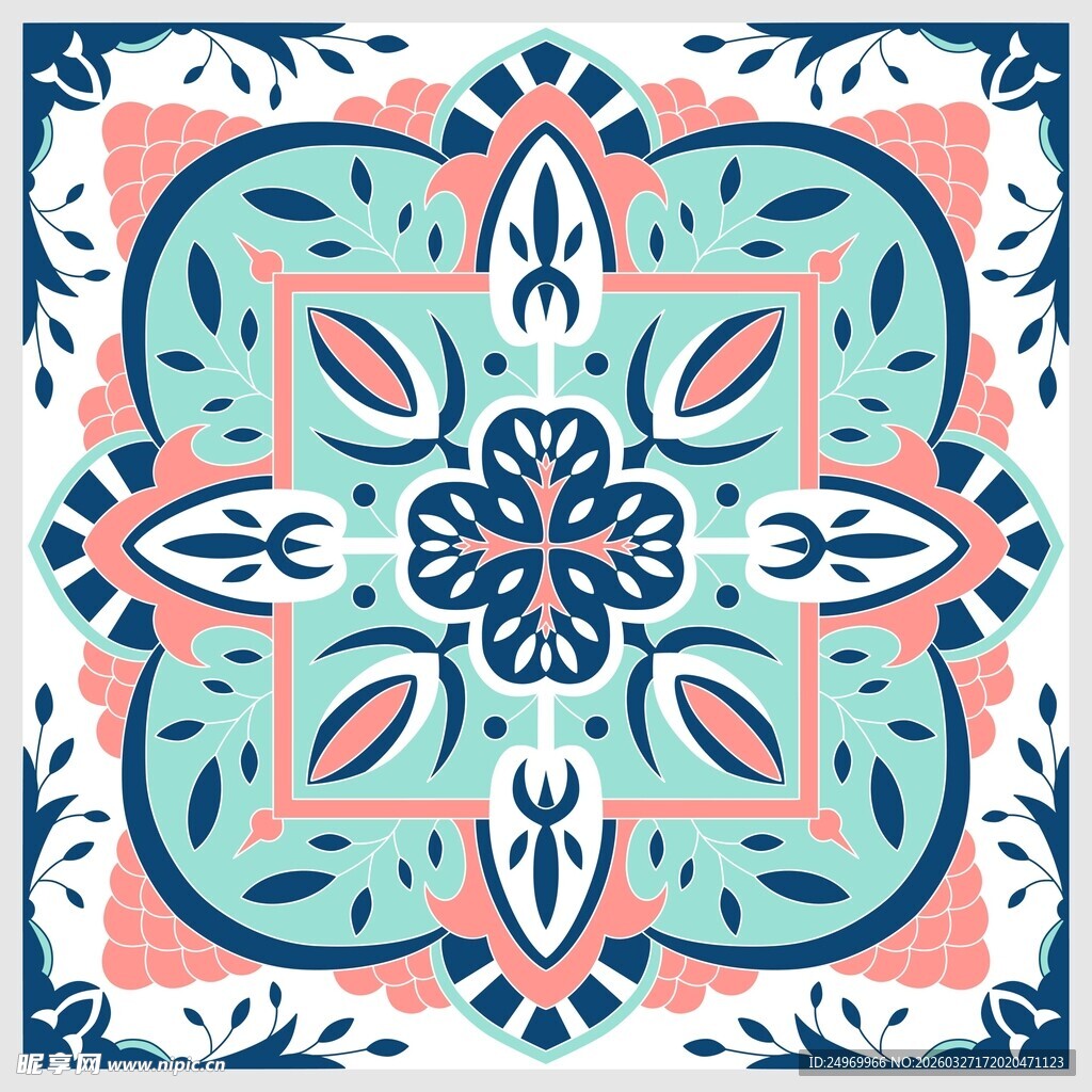 复古几何花纹瓷砖图案