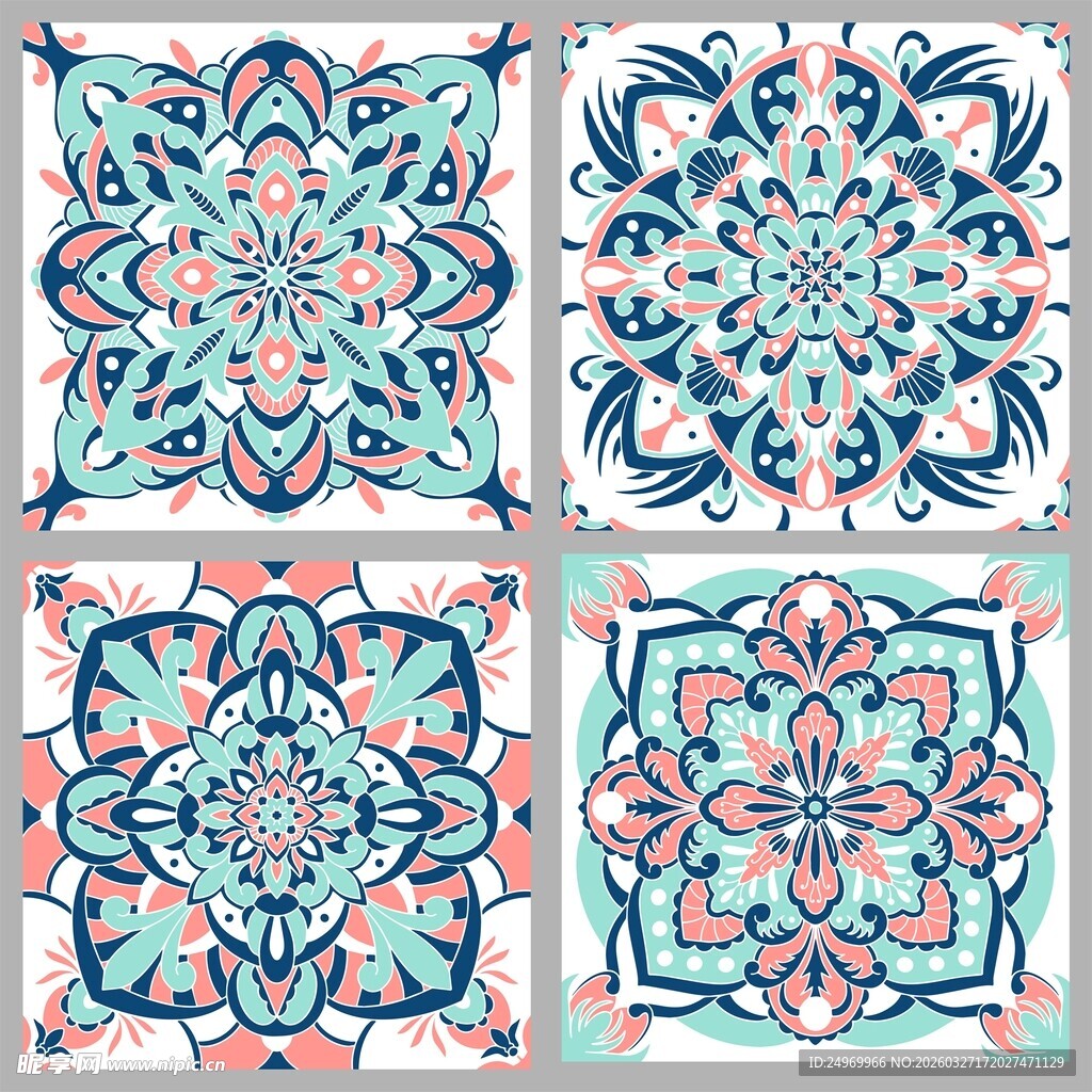 多彩几何花纹图案设计