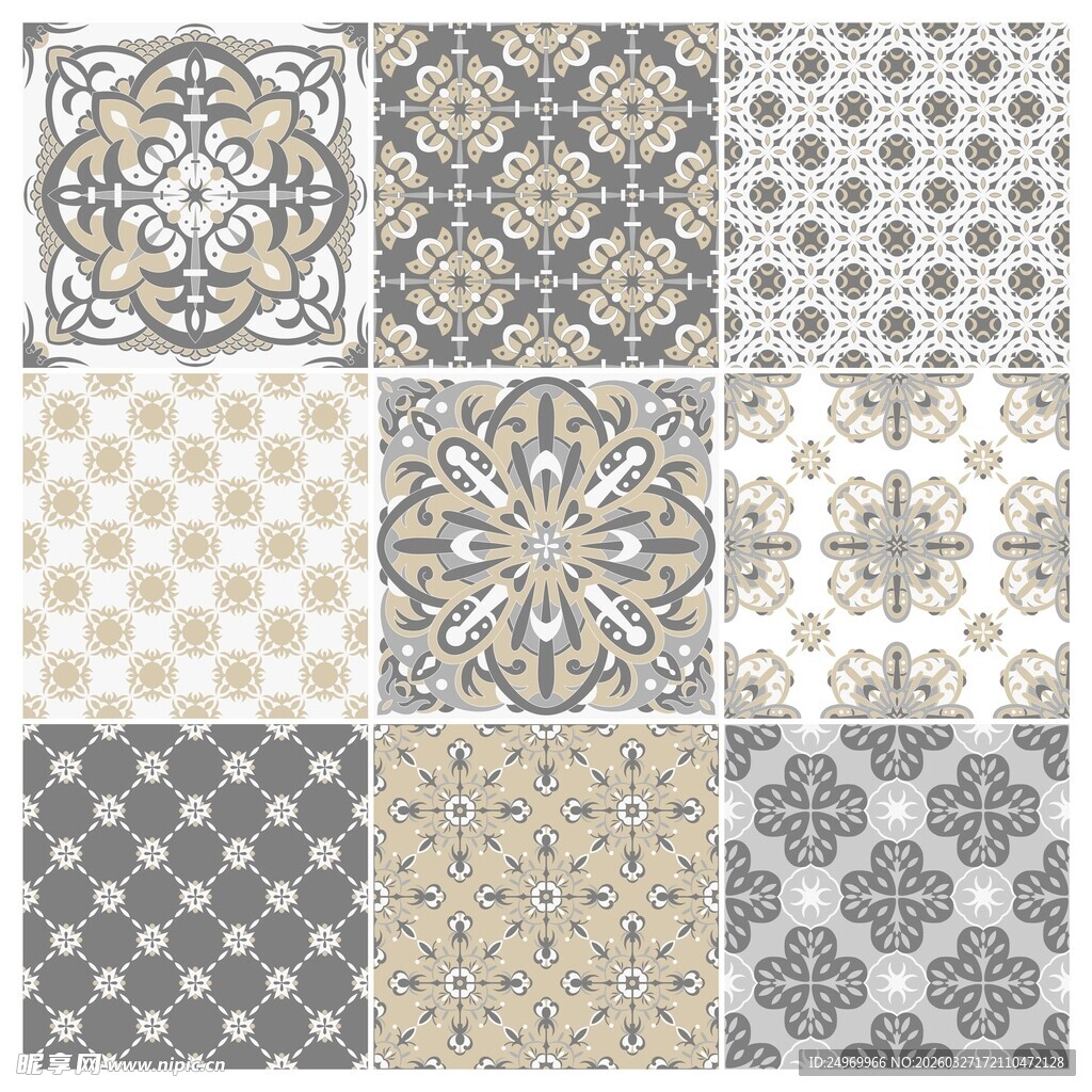 复古几何花纹图案集合