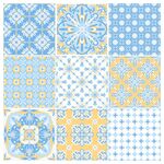 蓝黄几何图案瓷砖设计素材