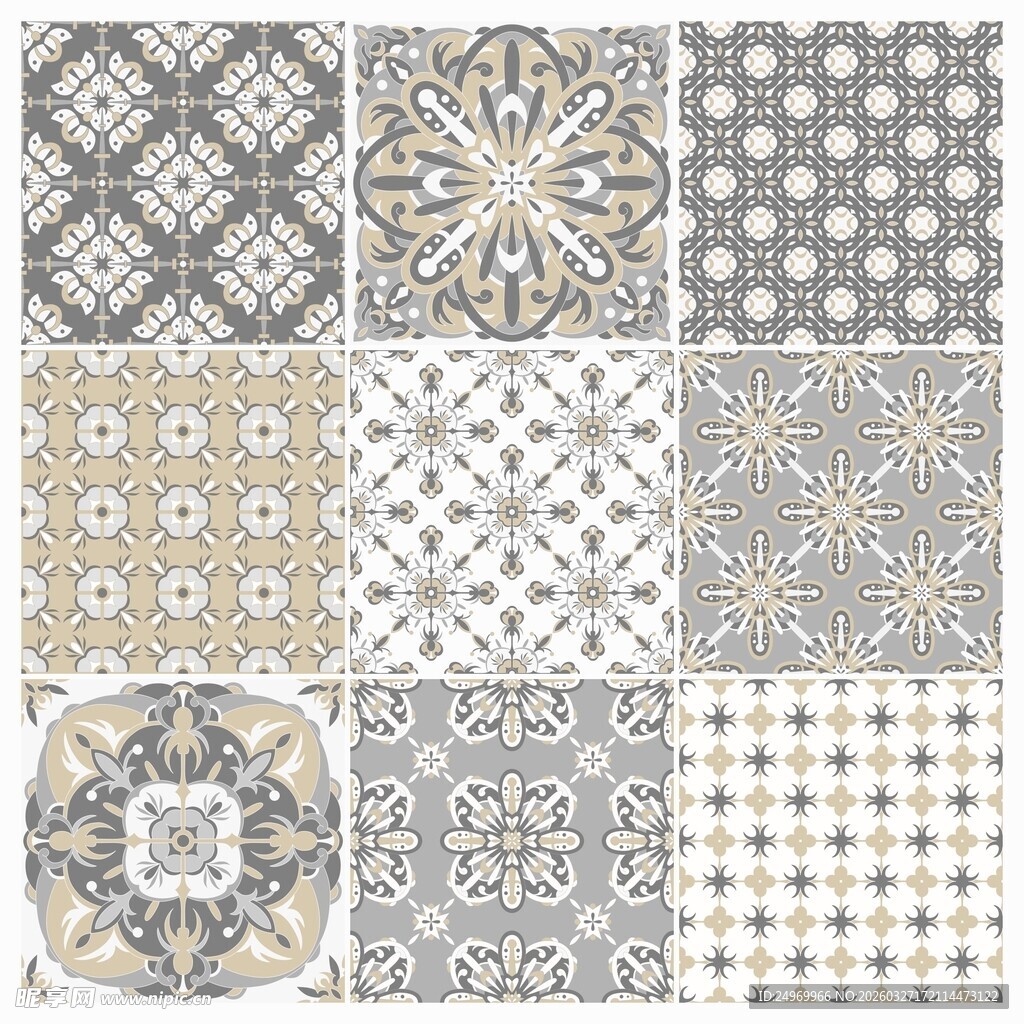 复古几何花纹瓷砖图案集
