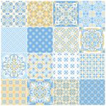 蓝黄拼贴几何图案纹理背景