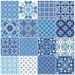 蓝白几何花纹瓷砖图案集