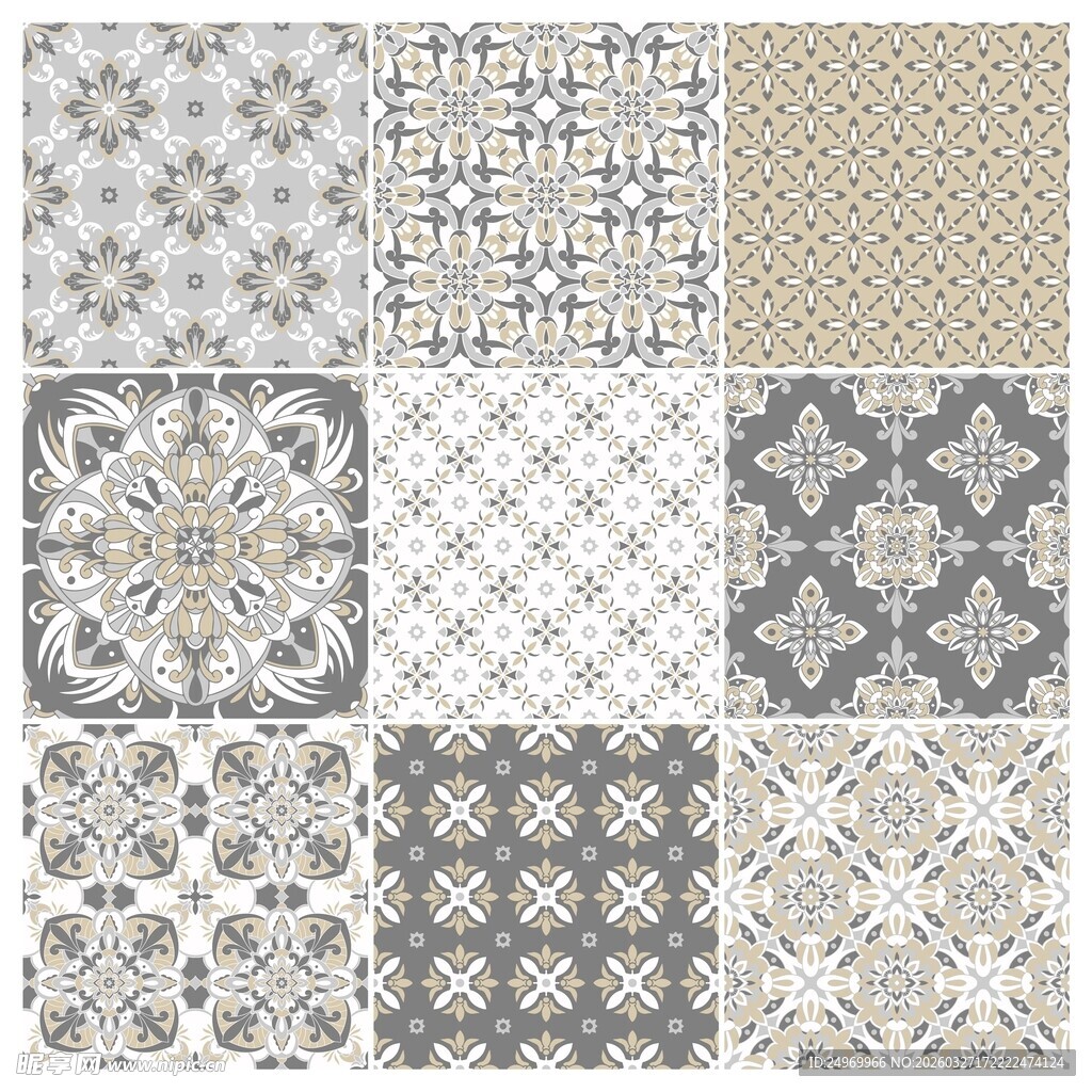 复古几何花纹图案集合