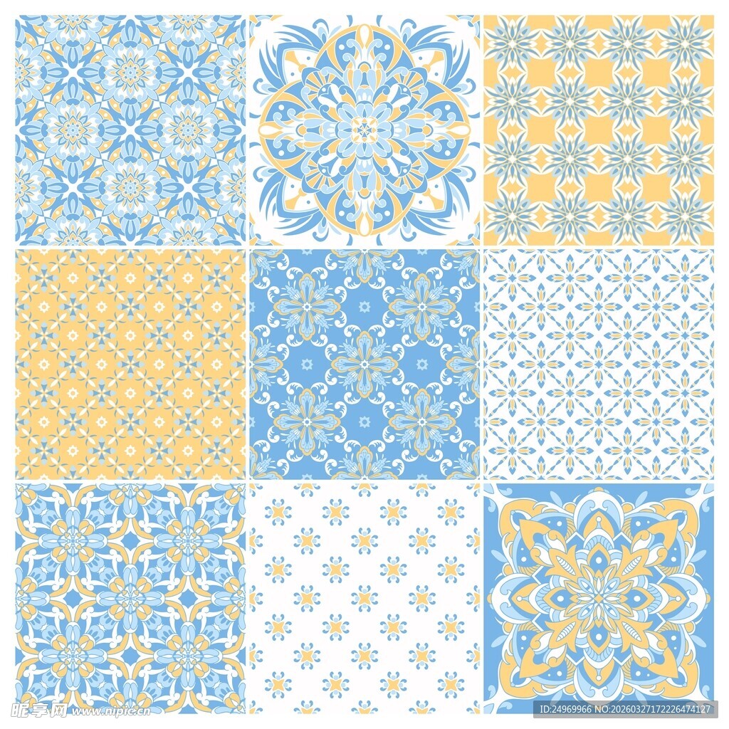 多彩几何花纹图案集合