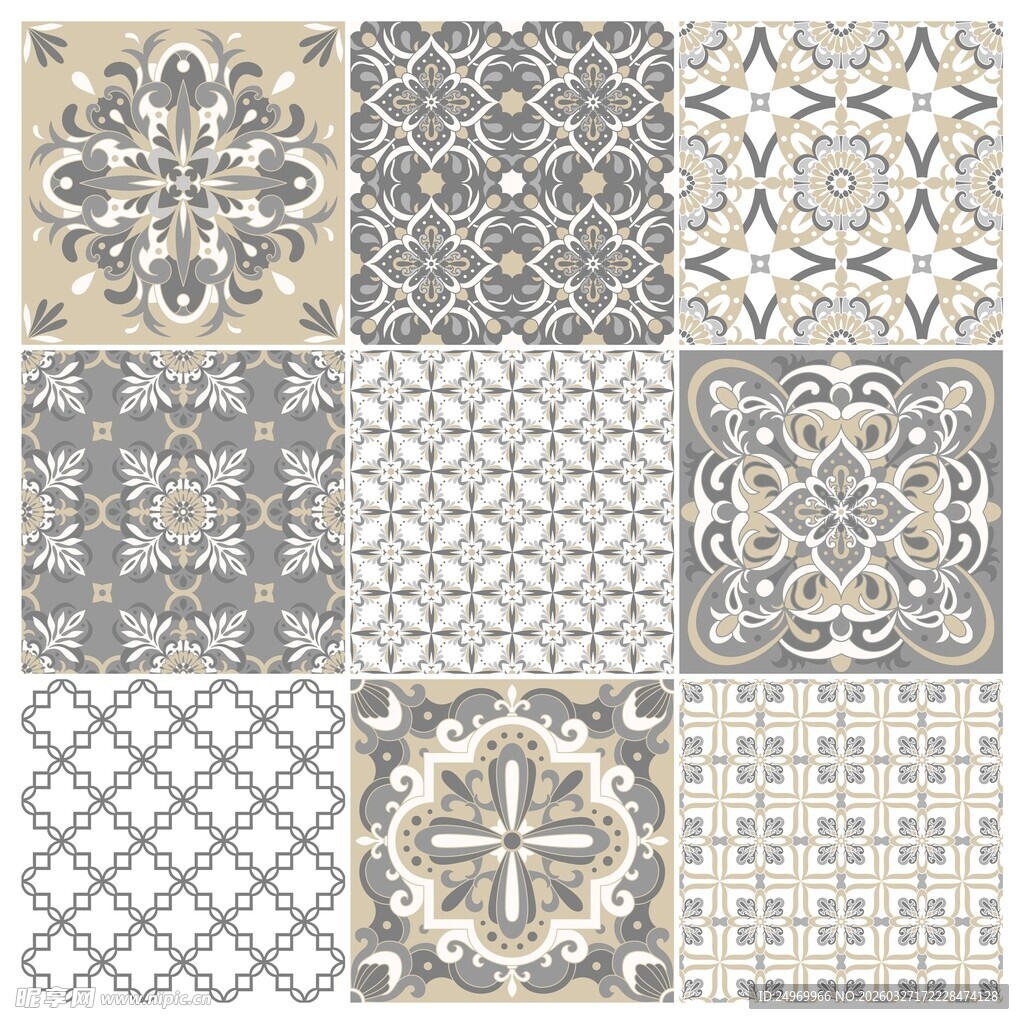 复古几何花纹瓷砖图案集