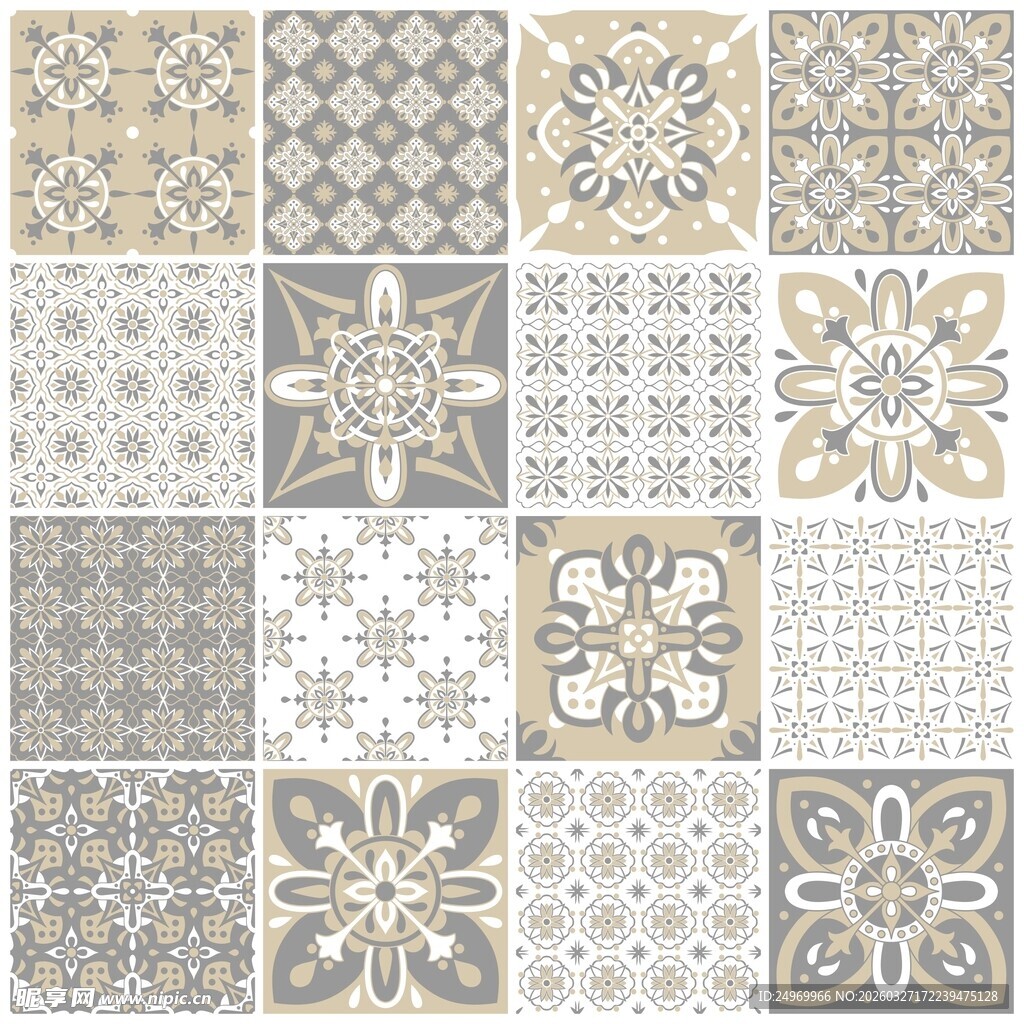 复古花纹瓷砖图案集合