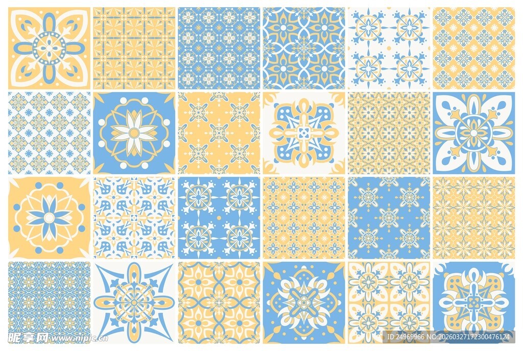 多彩几何图案瓷砖集合