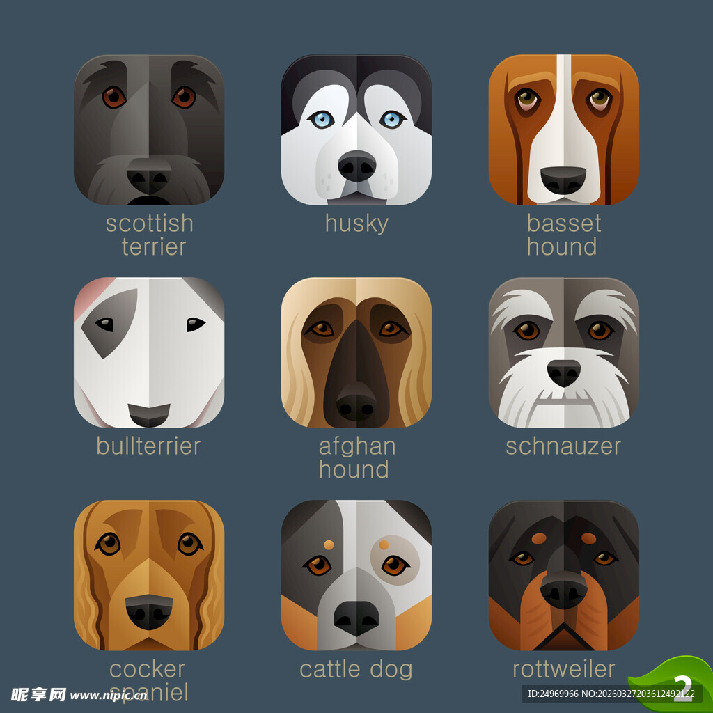 多样狗狗头像图标集合