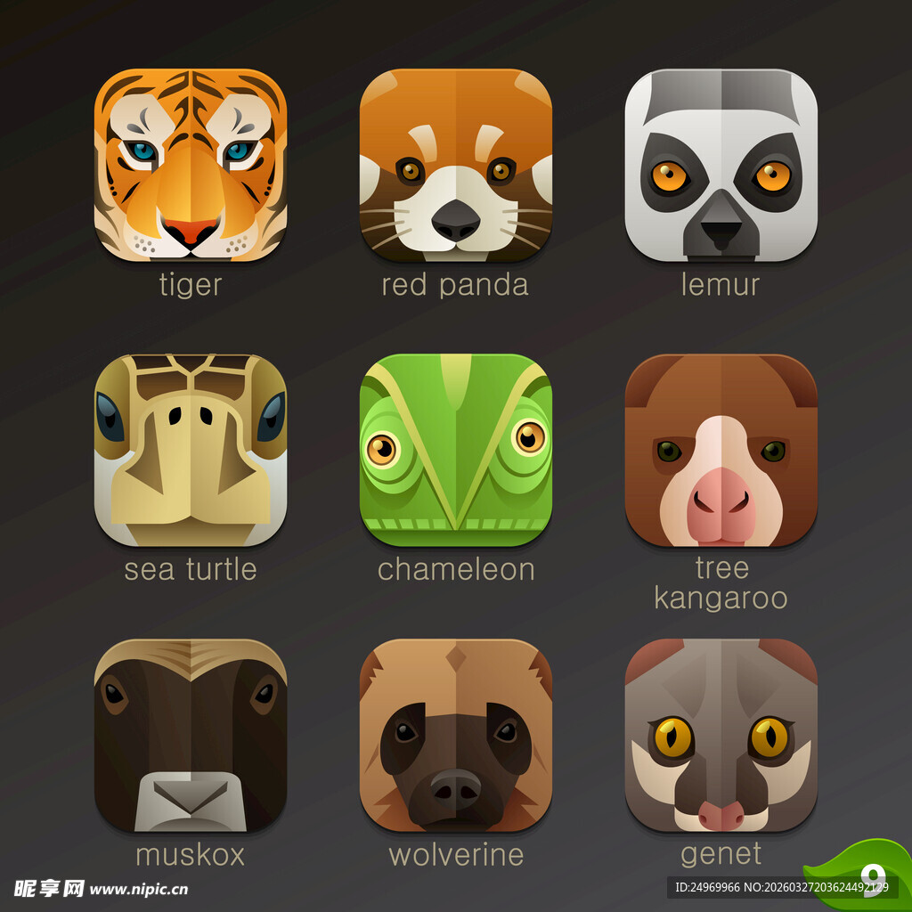 可爱动物主题手机应用图标