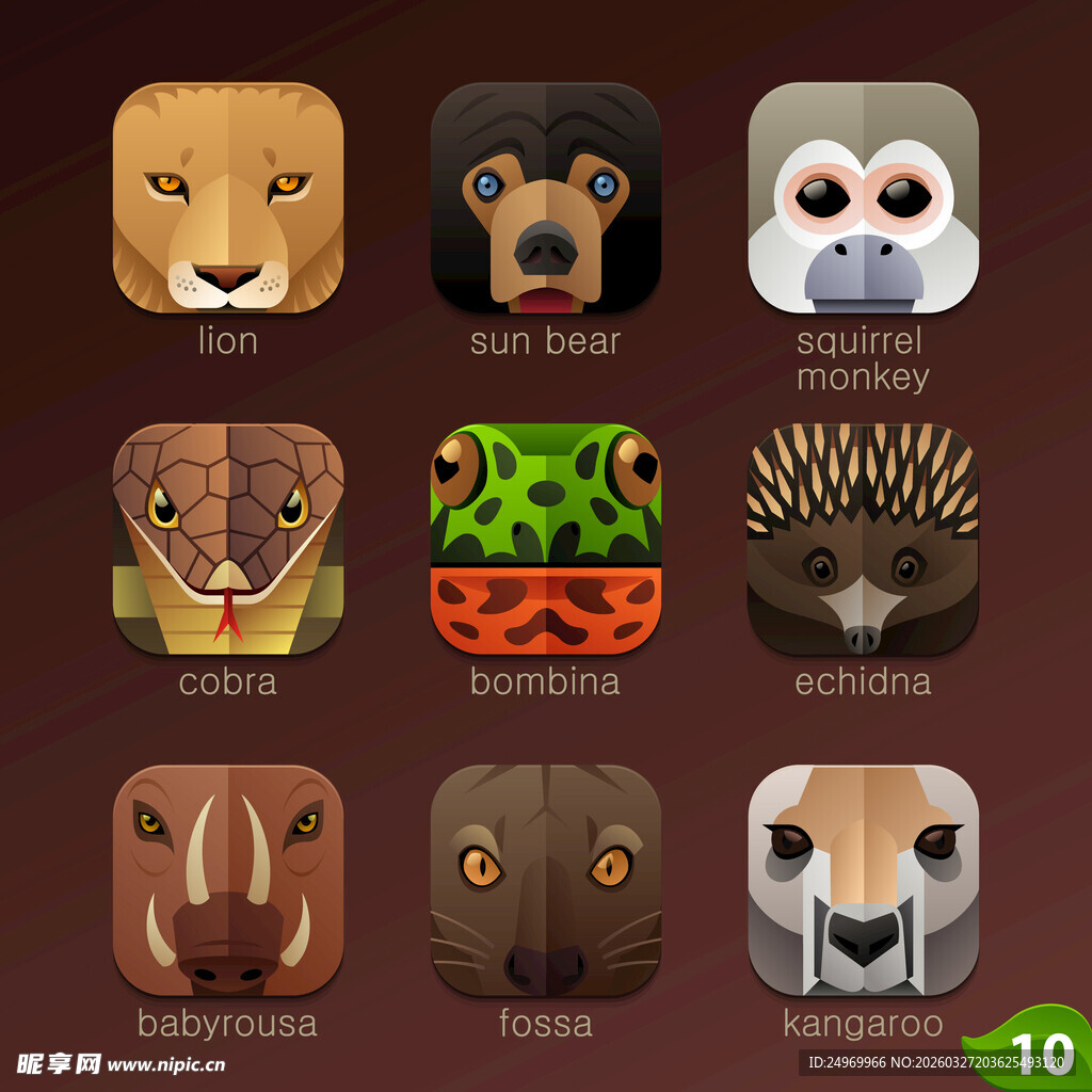 动物主题手机应用图标集
