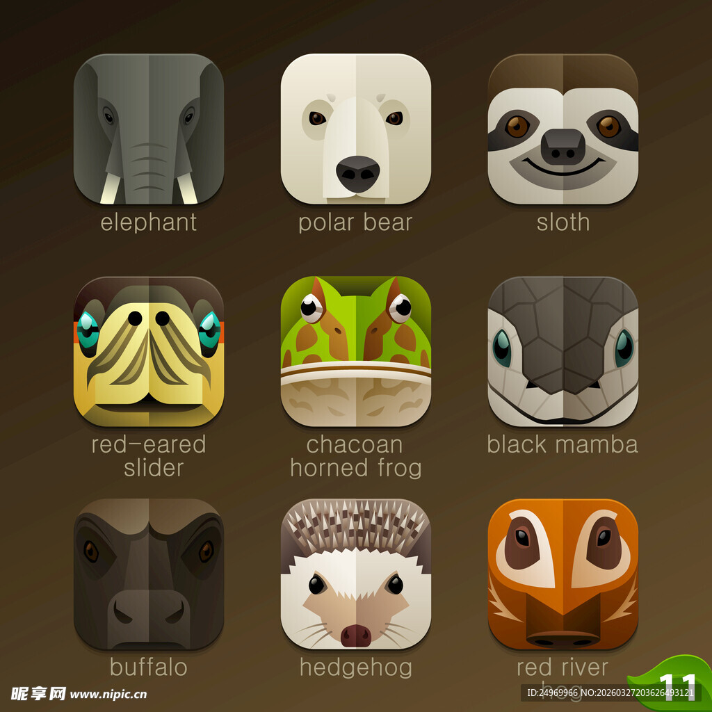 可爱动物主题手机应用图标