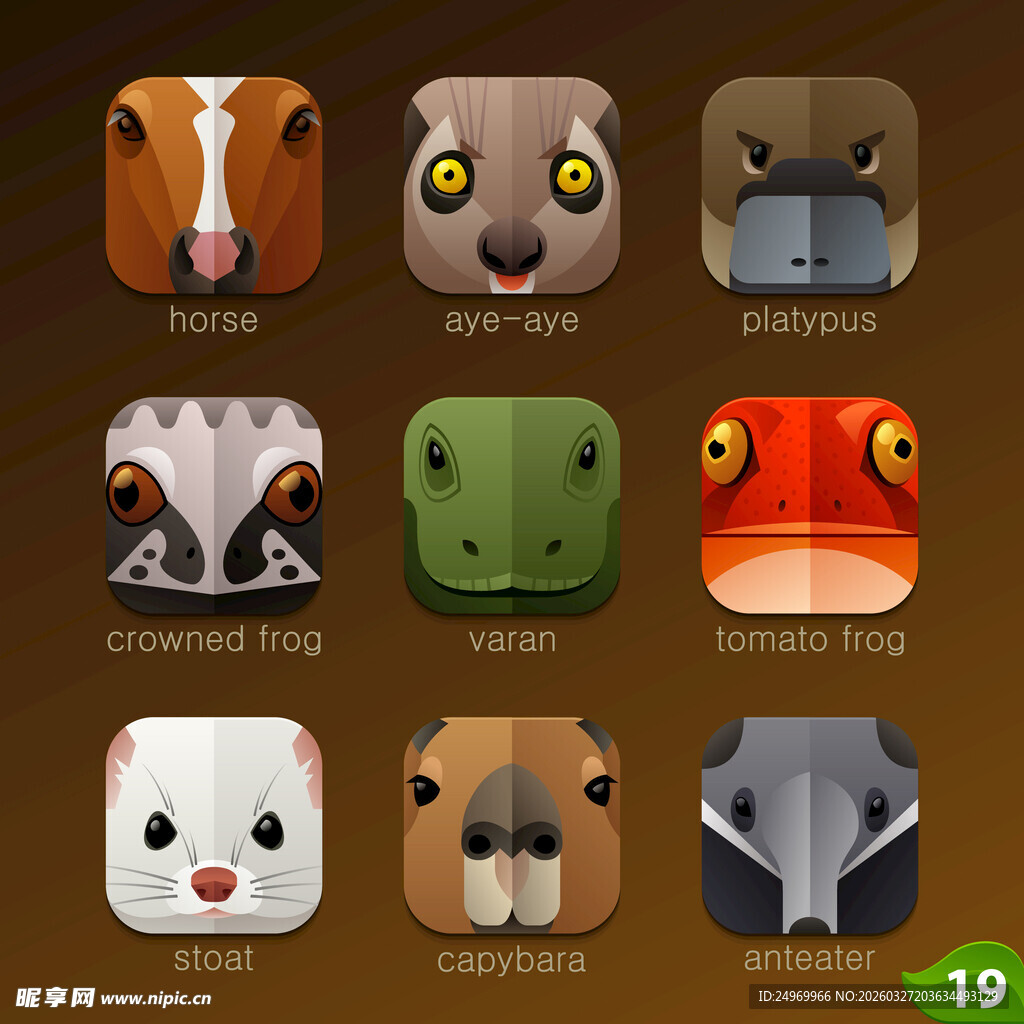 可爱动物主题手机图标集