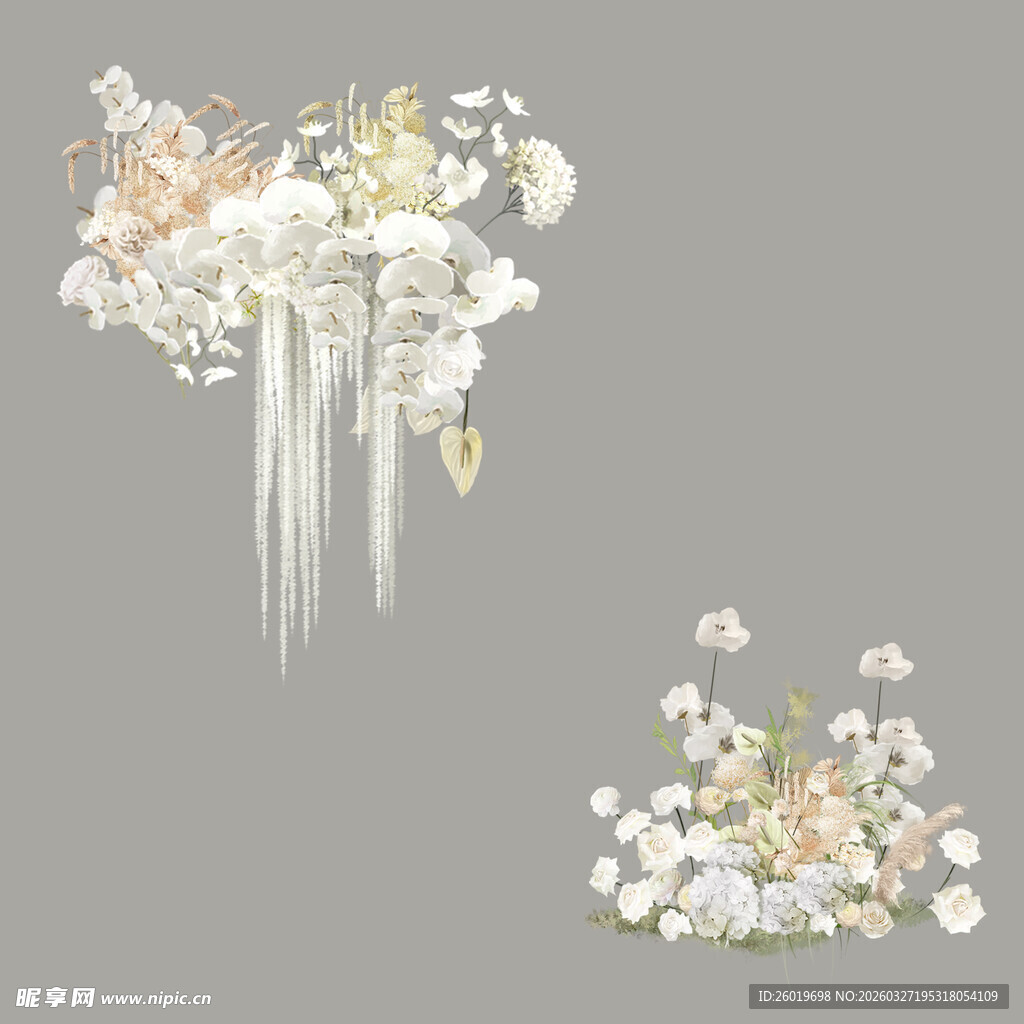 婚礼素材婚唯美白色花卉装饰图案