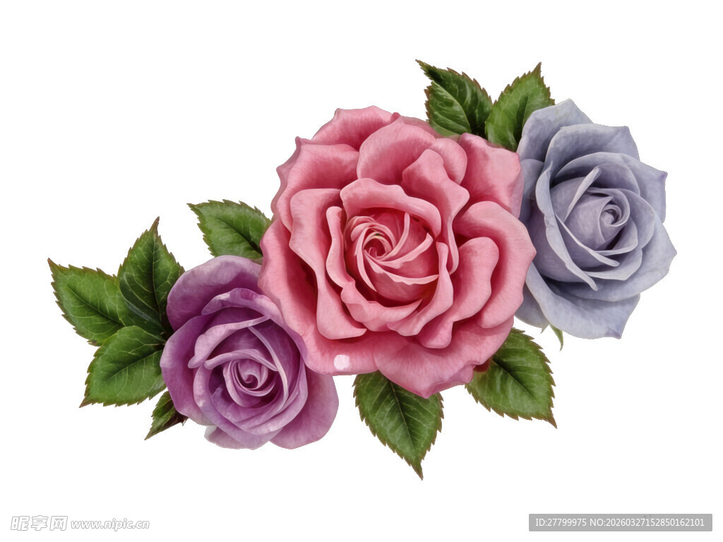 三色玫瑰装饰图案