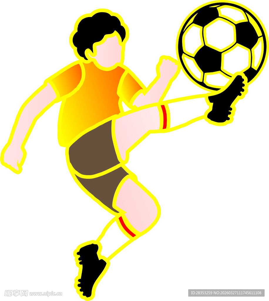 足球运动员踢球