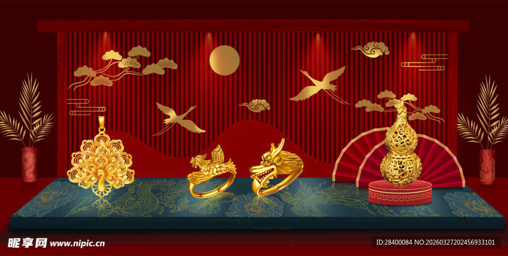 中式华丽舞台装饰场景
