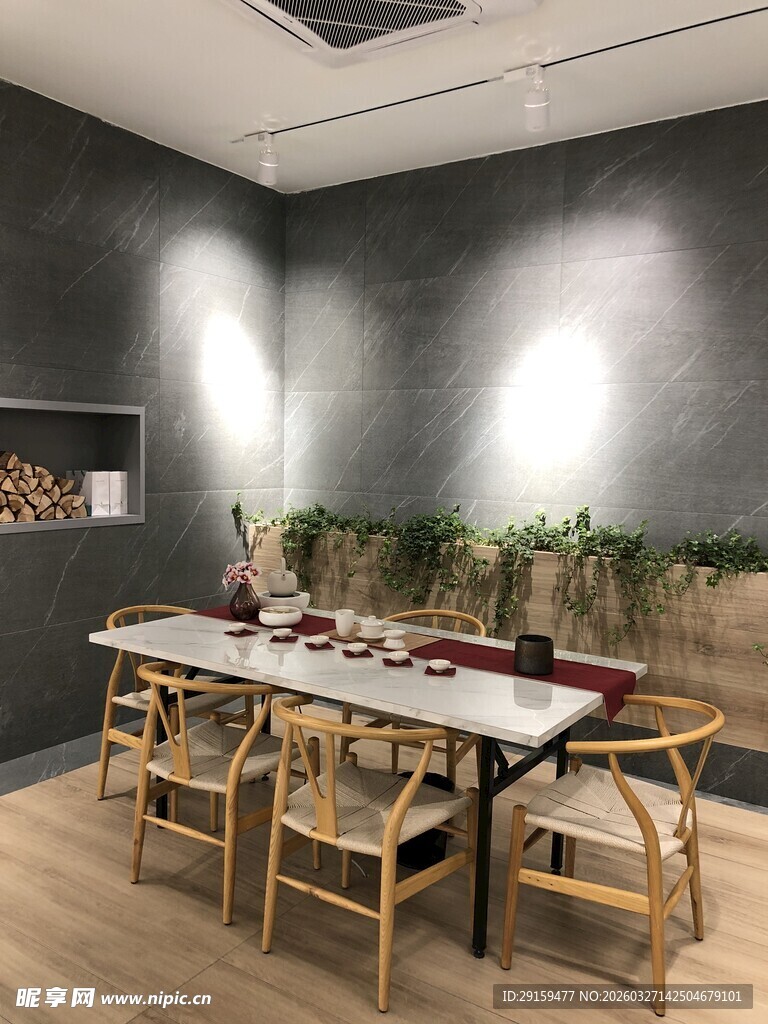 简约中式餐厅室内场景