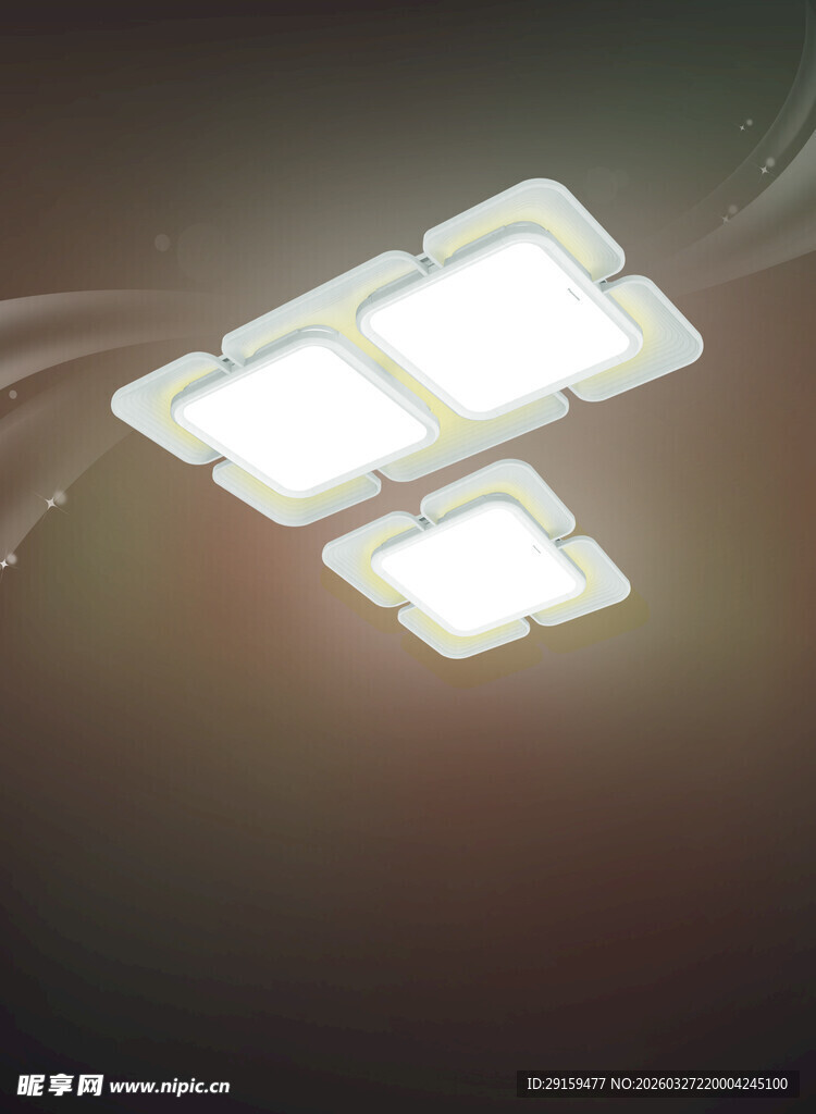 发光方形灯具特写