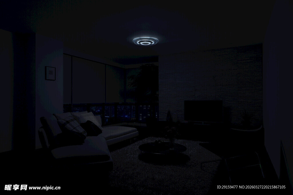 昏暗房间内的静谧家居场景