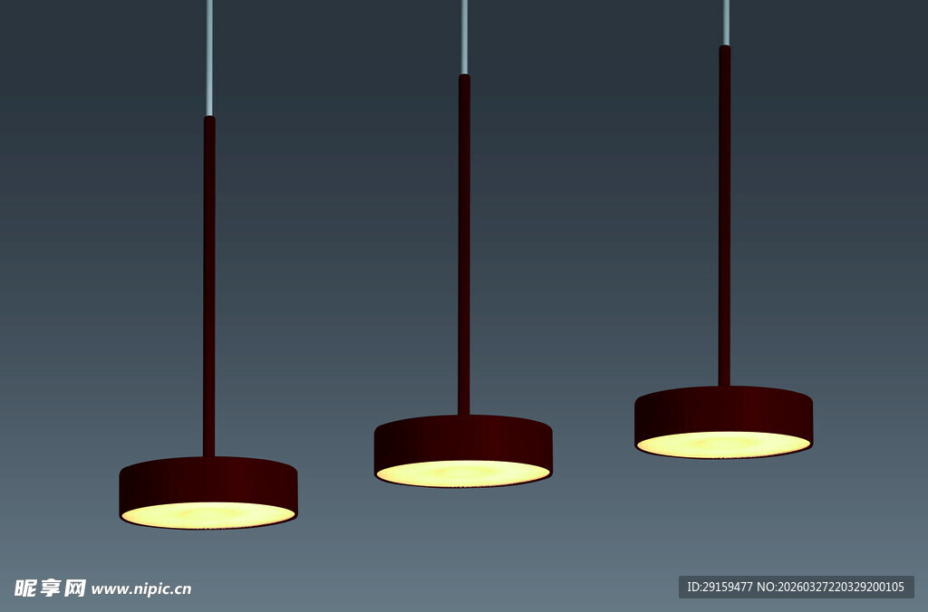 简约红色吊灯三盏