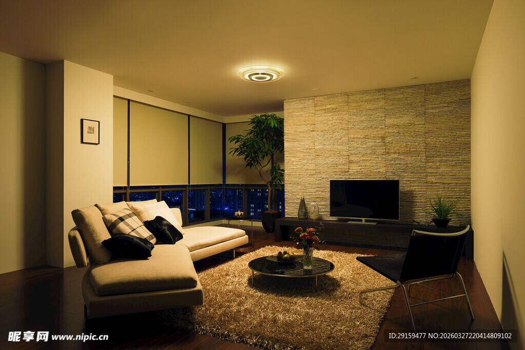 温馨现代风客厅室内场景