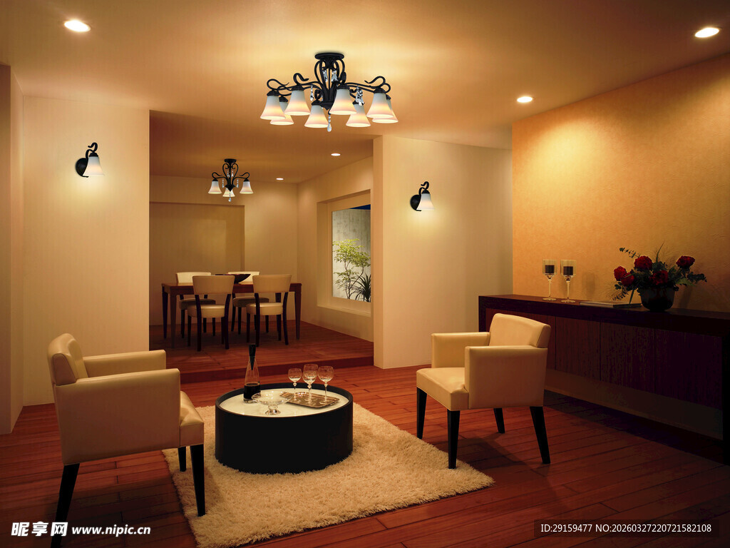 温馨典雅的客厅室内场景