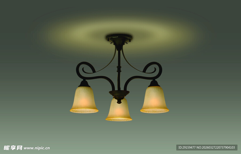 复古铁艺三头吊灯