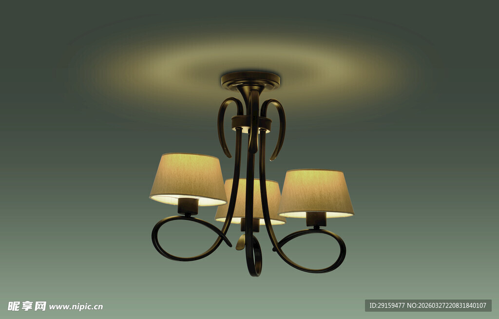 复古铁艺三头吊灯